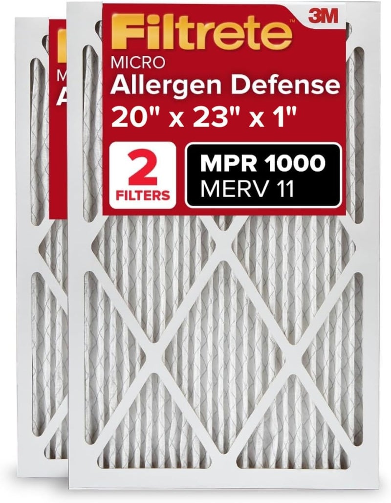 FILTRETE 20x23x1 AC Furnace Air Filter, MERV 11, MPR 1000, Micro Allergen Defense, 3-Month Pleated 1-Inch Electrostatic Air Cleaning Filter, 2 Pack - Image 1